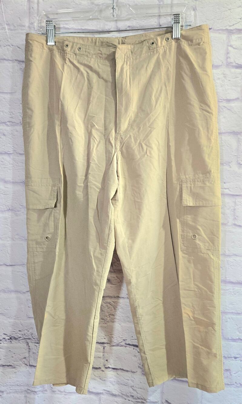 BW Sport Tan Flat Front Cropped Women's Pants 12 Lightweight Soft